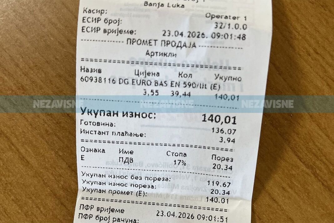 Povrat akciza u RS: Gorivo platio 140 KM, dobio litar besplatno?